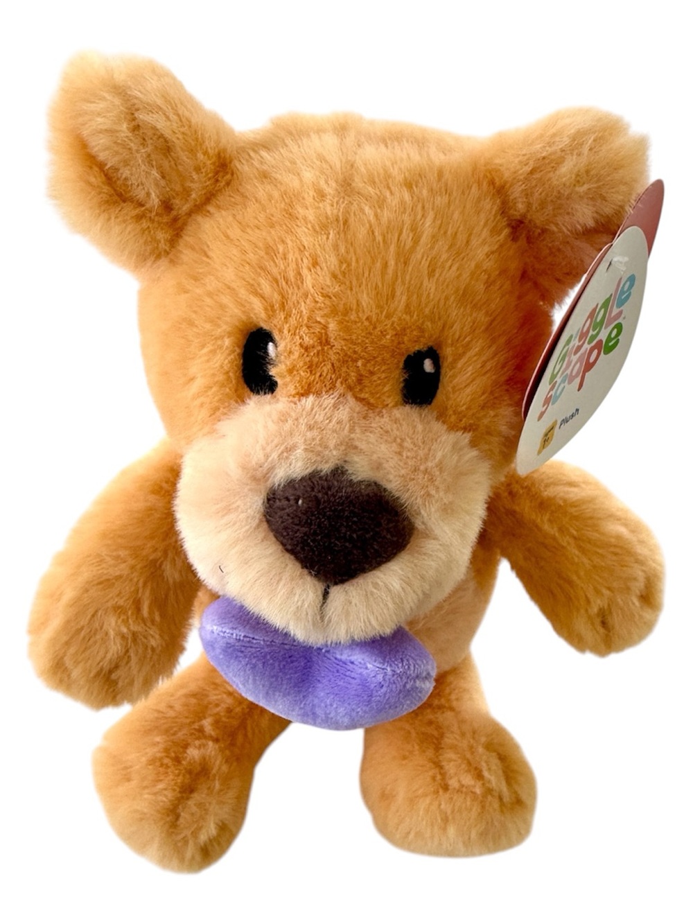 Plush Brown Bear with Purple Heart Accent - Soft Cuddly Toy